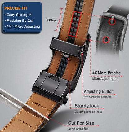 BULLIANT Men's Belt,Slide Ratchet Belt Adjsutable For Men Suit Casual Jeans Gift Boxed,Trim To Fit(Black,38"-44" Waist Adjustable)