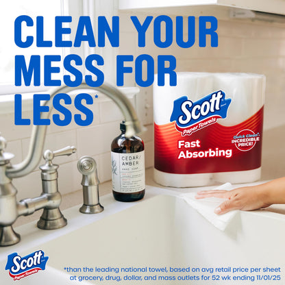 Scott Paper Towels, Choose-A-Sheet, 6 Double Rolls = 12 Regular (108 Sheets Per Roll)