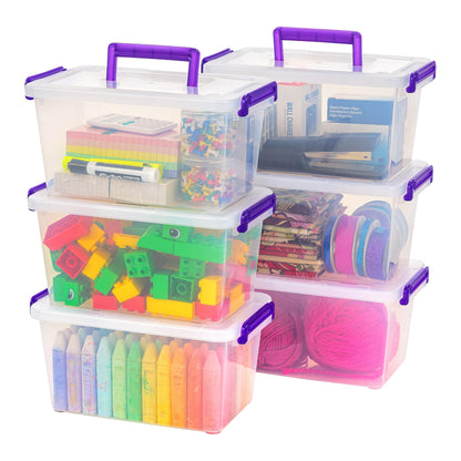 IRIS USA 5 Qt. Plastic Storage Bins with Lids, 6 Pack, Craft Storage Container, Sensory Bin, Organizing Containers for Home, Office & Art Supplies, Stackable, Clear