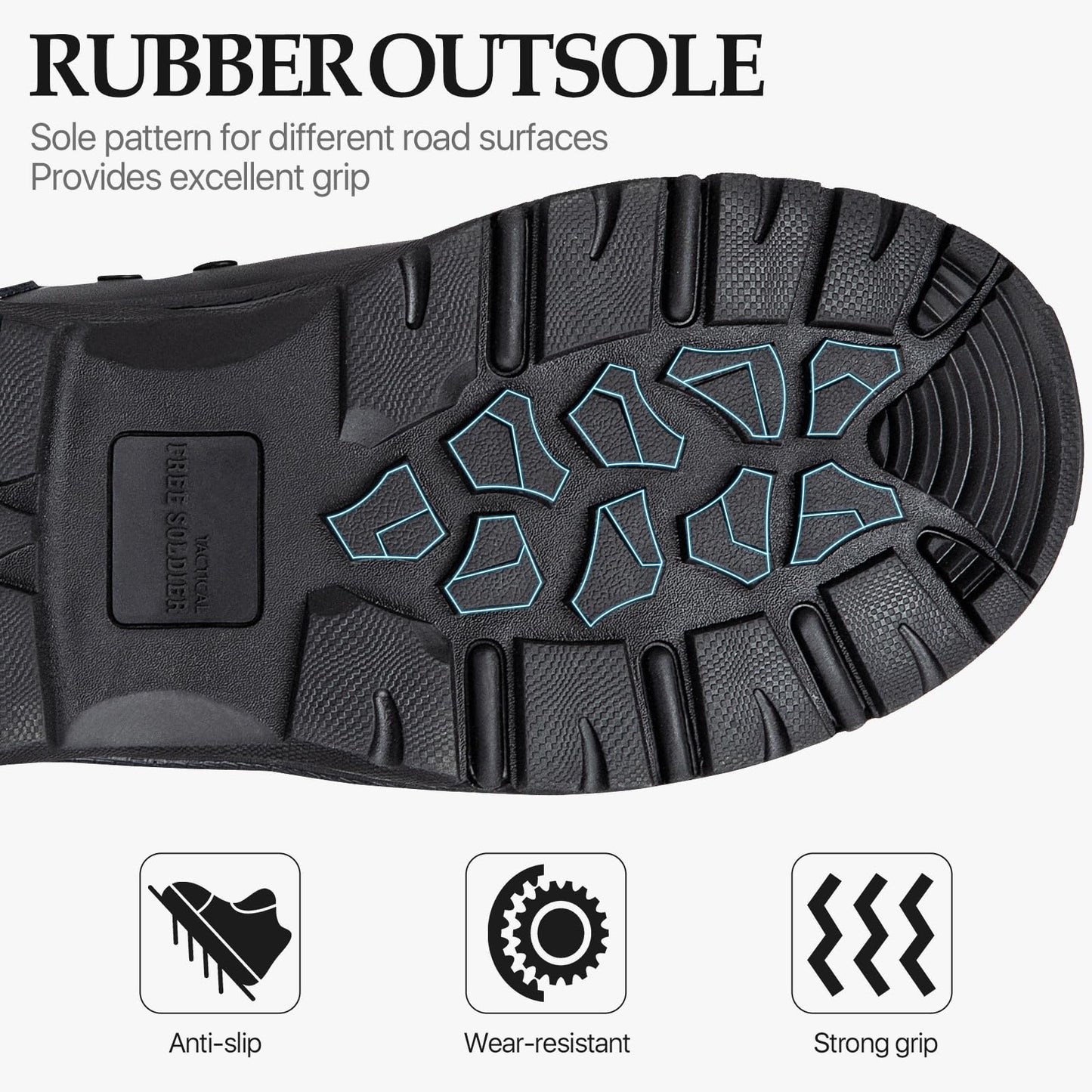 FREE SOLDIER Men’s Tactical Boots 8 Inches Lightweight Combat Boot Durable Suede Leather Military Work Boots Desert Boot(Waterproof Black 7)