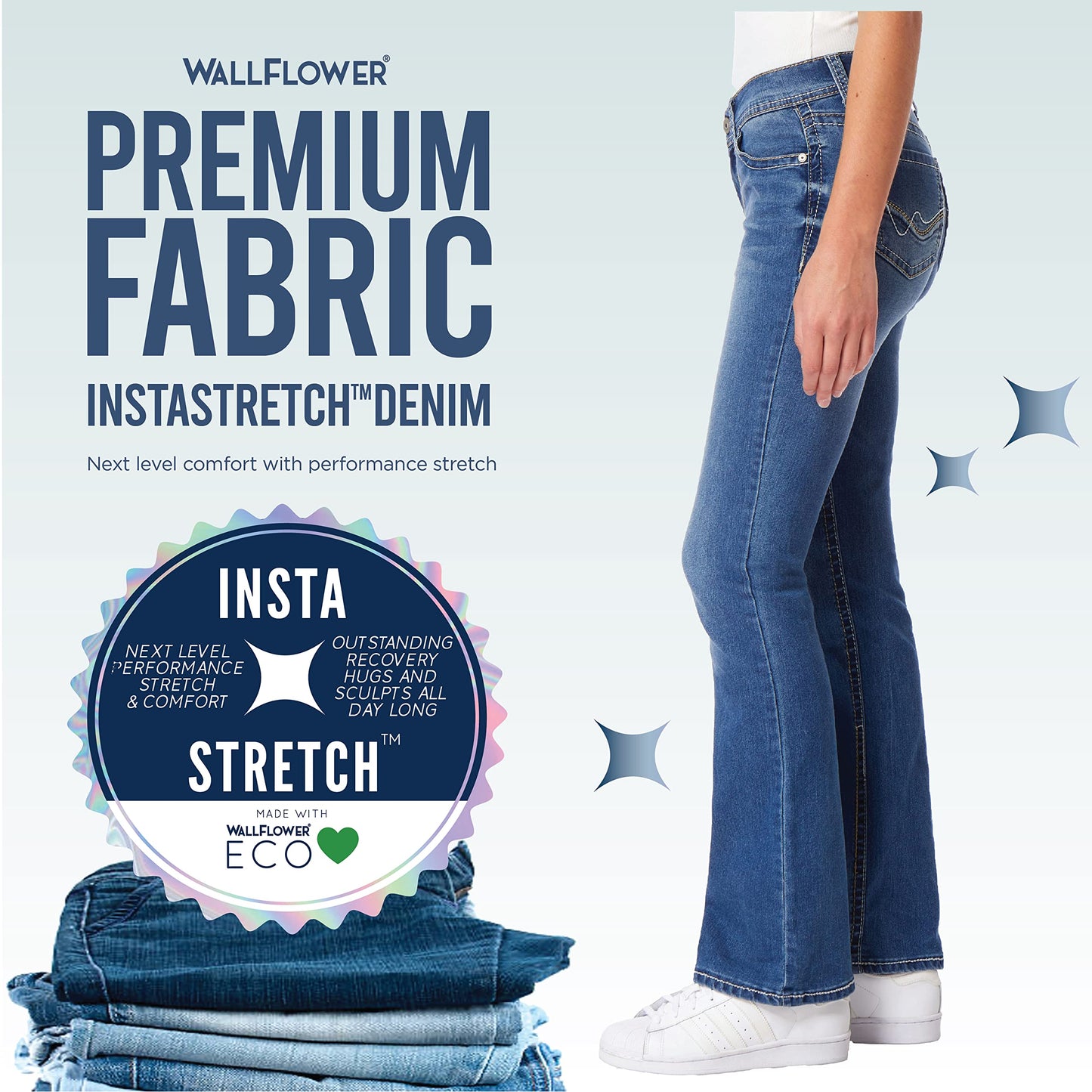 WallFlower Women's Size Legendary Bootcut Mid-Rise Insta Stretch Juniors Jeans (Standard, Keller, 22 Plus Long