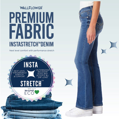 WallFlower Women's Size Legendary Bootcut Mid-Rise Insta Stretch Juniors Jeans (Standard, Keller, 22 Plus Long