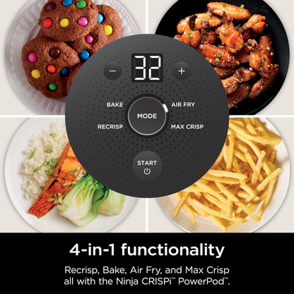 Ninja Crispi Air Fryer, Microwave, Freezer & Dishwasher Safe, Non Toxic Glass Portable Cooking System, 4 QT & 6 Cup Glass Containers with Storage Lids, Easy Meals, Air Fry, Bake, Stone, FN101ST