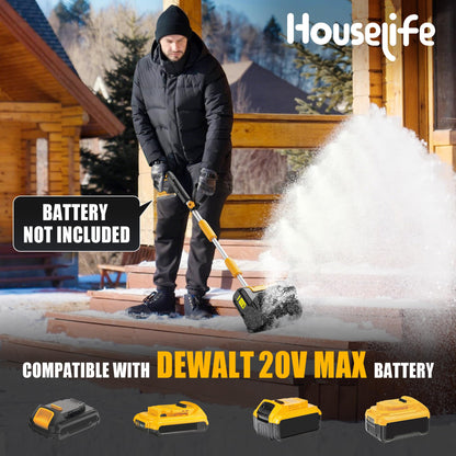 Cordless Snow Shovel Compatible with DeWalt 20V MAX Battery (Tool Only), 11" Lightweight Electric Snow Blower with 20FT Max Throw & Adjustable Handle, Snow Thrower for Driveway, Deck, Patio & Steps
