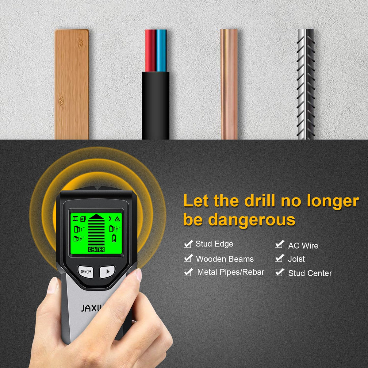 Stud Finder Wall Scanner - 5 in 1 Stud Finder Tool w/Intelligent Microprocessor Chip and HD LCD Display, Stud Detector Beam Finders for the Center and Edge of Wood AC Wire Metal Studs Joist Pipe