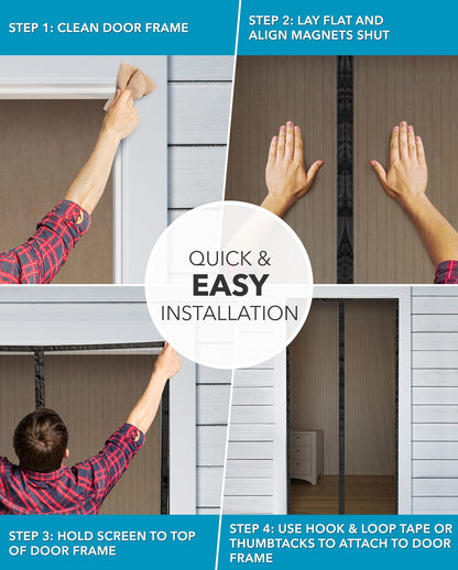 The Original Flux Phenom Magnetic Screen Door 38"x82" – Easy Install, Strong Magnet Strength, Self-Sealing Mesh, Pet Tested, Hands-Free Entry, Door Screen Magnetic Closure, Keeps Bugs Out