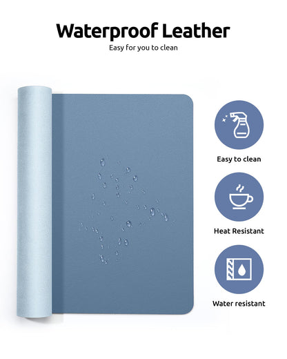 YSAGi Leather Desk Pad Protector, Office Desk Mat, Large Mouse Pad, Non-Slip PU Leather Desk Blotter, Laptop Desk Pad, Waterproof Desk Writing Pad for Office and Home (Blue, 23.6" x 13.8")
