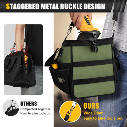 UUP 18-Inch Large Tool Bag, 16-Pocket Portable Tool Box Organizer Storage, Heavy Duty Tactical Toolbag with Big Zipper, Travel Carry Toolbox, Father Day Dad Men Electrician Contractor Welding Gift