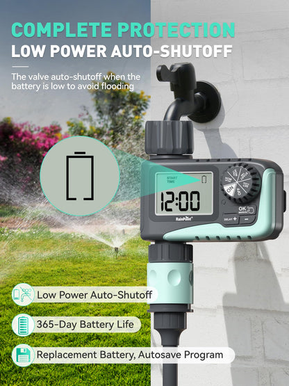 RAINPOINT Sprinkler Timer, Programmable Water Timer for Garden Hose, Outdoor Soaker Hose Timer with Rain Delay/Manual/Automatic Watering System, Digital Irrigation Timer for Yard, Lawn, 1 Outlet