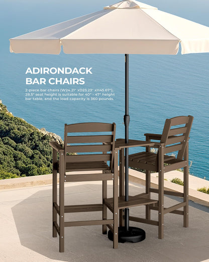 SERWALL Tall Adirondack Chairs Set of 2 with Connecting Table, Coffee