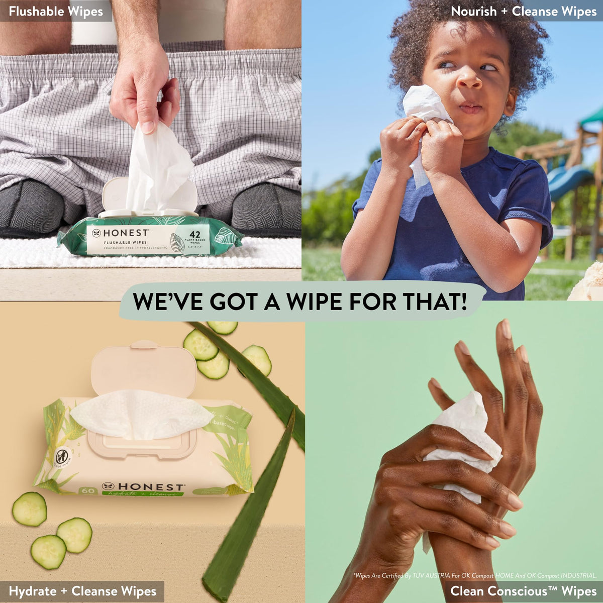 The Honest Company Clean Conscious Multi-Use Wipes | Hypoallergenic + Unscented for Sensitive Skin | Over 99% Water, Compostable, Plant Based, Baby Wipes | Pattern Play, 720 Count