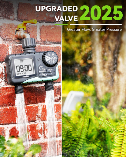 RAINPOINT 2 Zone Water Timer for Garden Hose - Sprinkler With Rain Delay, Manual Watering, Automatic Irrigation Controller System - Programmable Faucet Timer for Yard Lawn