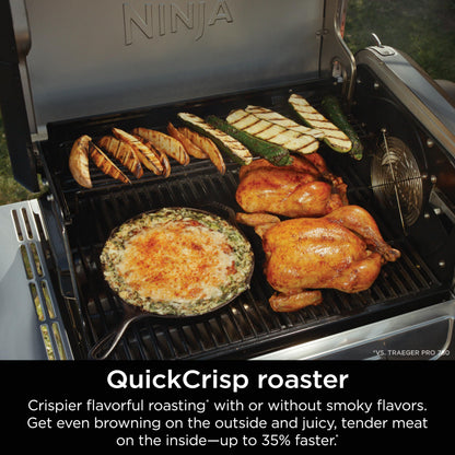Ninja FlexFlame, Grill and Smoker, Electric and Propane Grill, Roaster, BBQ Grill, 5-in-1 Cooking System, 3 Burner, Digital Control, Outdoor Cooking, Griddle, Pizza Maker, Stainless Steel, PG301