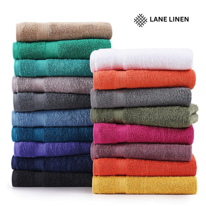 LANE LINEN Cotton Bath Towel Set - 24 Pcs - Highly Absorbent, Quick Dry & Ultra Soft - 2 Bath Sheets, 4 Bath, 6 Hand Towels, 8 Washcloths, 4 Fingertip - Oeko Tex Certified - Space Grey