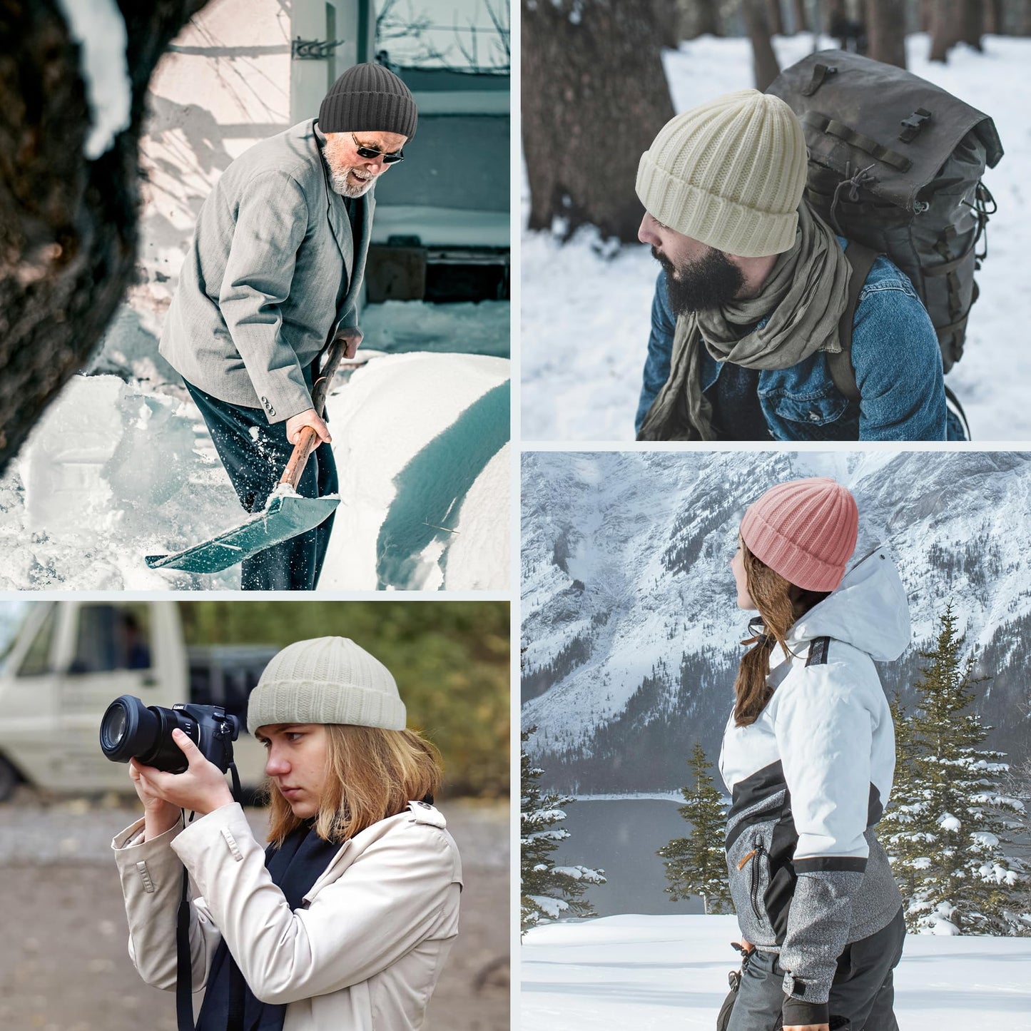 PFFY Warm Beanie Hat for Women Winter Warm Knit Beanies Hats Skull Cap Blue