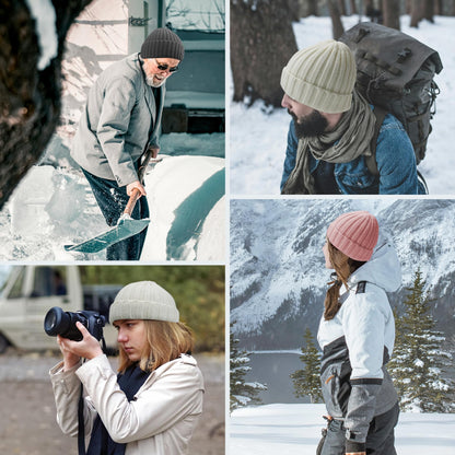 PFFY Warm Beanie Hat for Women Winter Warm Knit Beanies Hats Skull Cap Blue