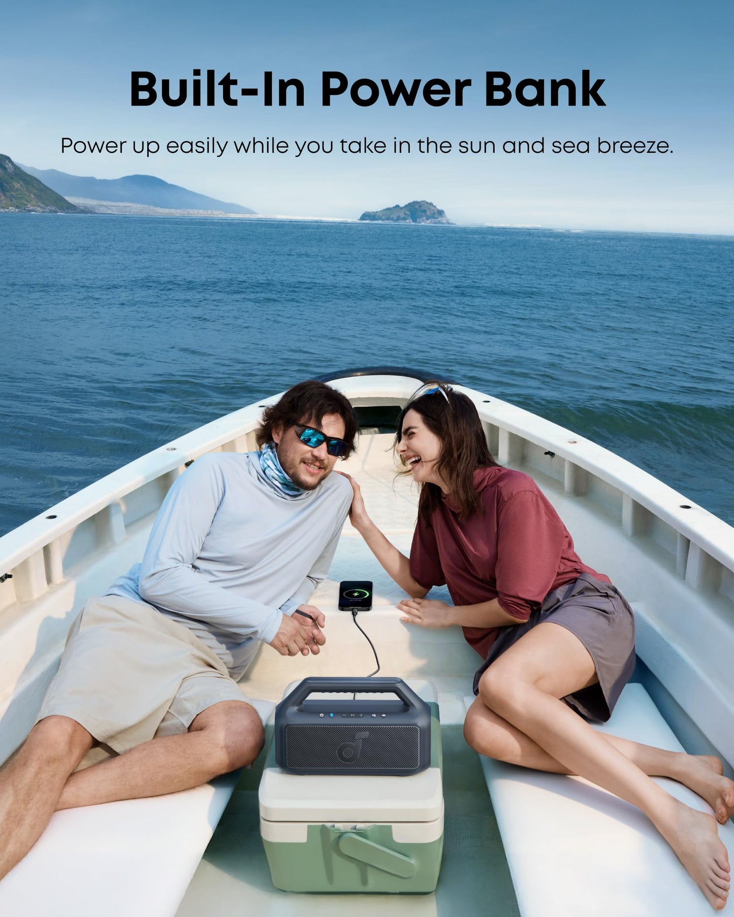 soundcore Boom 2 By Anker, Outdoor Speaker, 80W, Subwoofer, BassUp 2.0, 24H Playtime, IPX7 Waterproof, Floatable, RGB Lights, USB-C, Custom EQ, Bluetooth 5.3, Portable for Camping, Beach, and Backyard