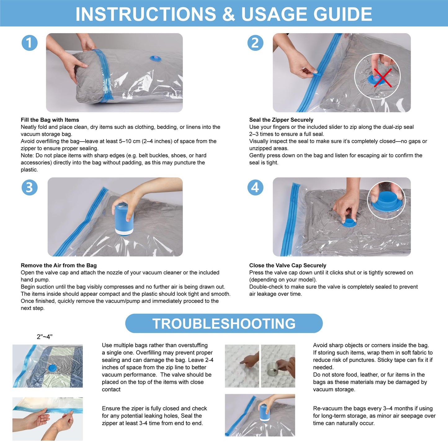 Cozy Essential Travel Vacuum Storage Bags with Portable Electric Pump, Vacuum Seal Space Saver Bags for Clothing and Luggage, 12 Pack