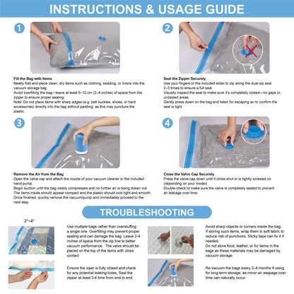 Cozy Essential Travel Vacuum Storage Bags with Portable Electric Pump, Vacuum Seal Space Saver Bags for Clothing and Luggage, 12 Pack