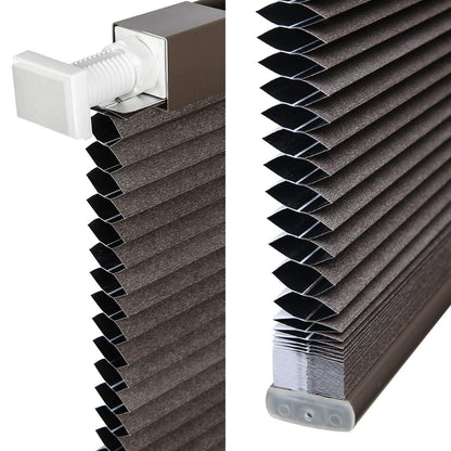 LazBlinds Cordless Cellular Shades, No Tools No Drill Blackout Honeycomb Shades Pleated Blinds for Windows, 37" W x 64" H, Dark Coffee