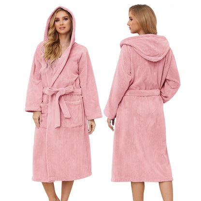PJGGZ Hooded Bathrobes for Women, Soft Long Towel Robes for Women - Quick Dry yet Warm(Light Pink, L/XL)