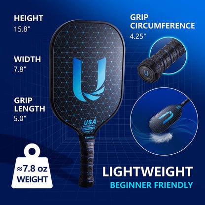 Pickleball Paddles, Graphite Pickleball Paddles Set of 2【Textured High Grit & Spin】【Thermoformed】 USAPA Approved Lightweight Non-Slip Contour Grip Pickleball Rackets Incl. 4 Outdoor Balls & Carry Bag