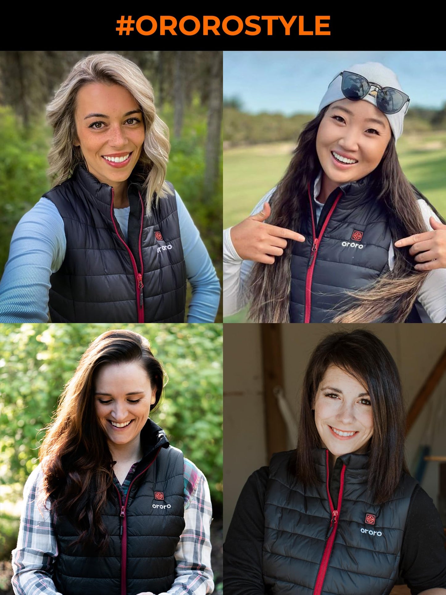 ORORO Women's Lightweight Heated Vest with Battery Pack (Black,M)