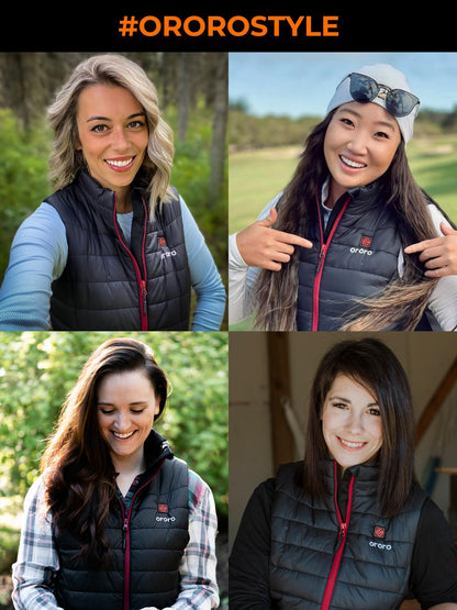 ORORO Women's Lightweight Heated Vest with Battery Pack (Black,M)