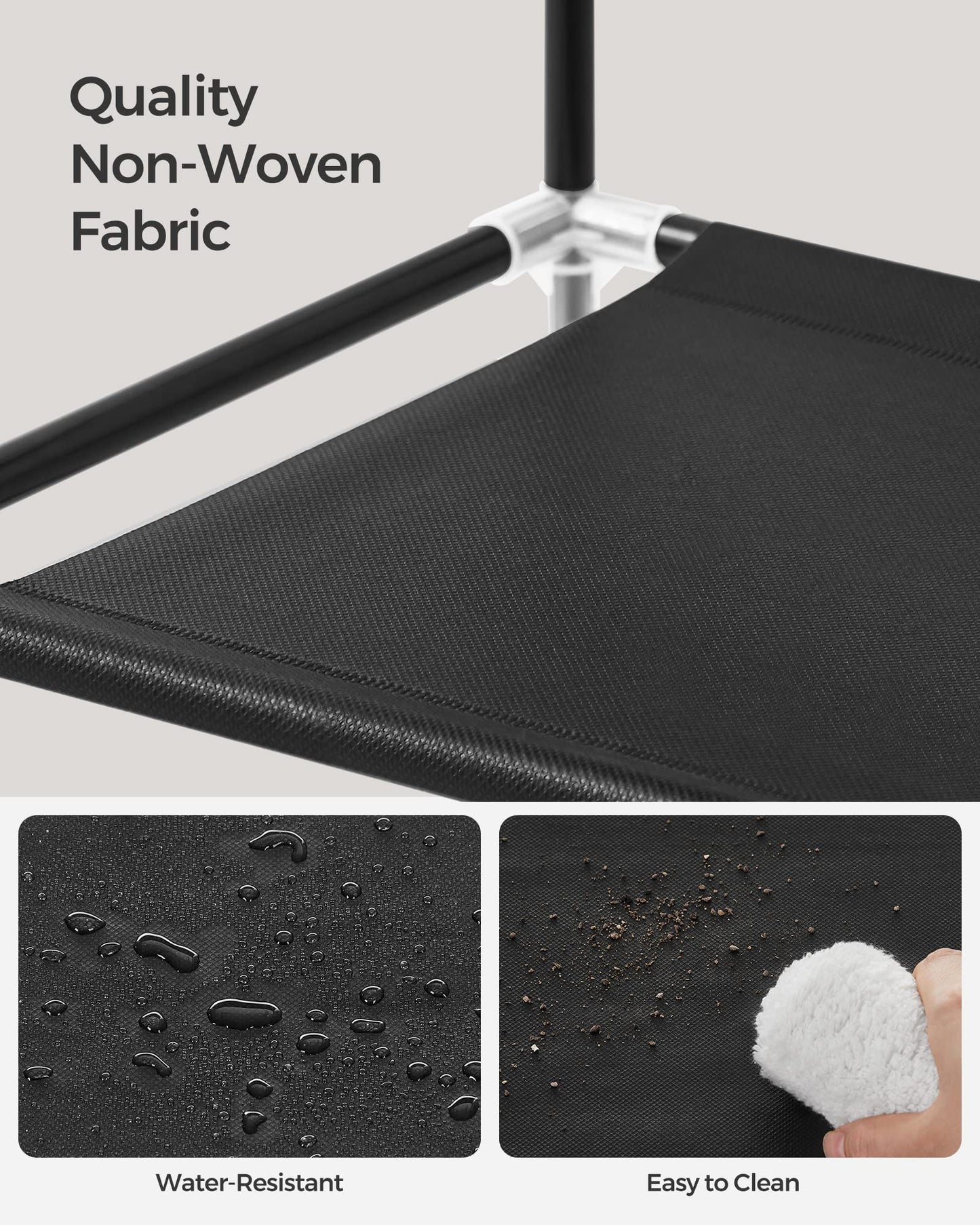 SONGMICS 5-Tier Shoe Rack, Shoe Storage for Hallway Closet, Slim and Space-Saving, Metal Frame, Non-Woven Fabric Shelves, Black ULSH55H