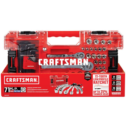 CRAFTSMAN Versastack Mechanics Tool Set, 1/4 and 3/8 Inch Drive, 71 Piece (CMMT45171)