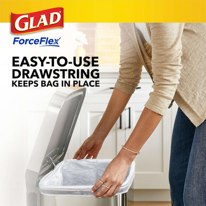 Glad ForceFlex Tall Kitchen Drawstring Trash Bags, 13 Gal, Fresh Clean, 80 Ct (Package May Vary)