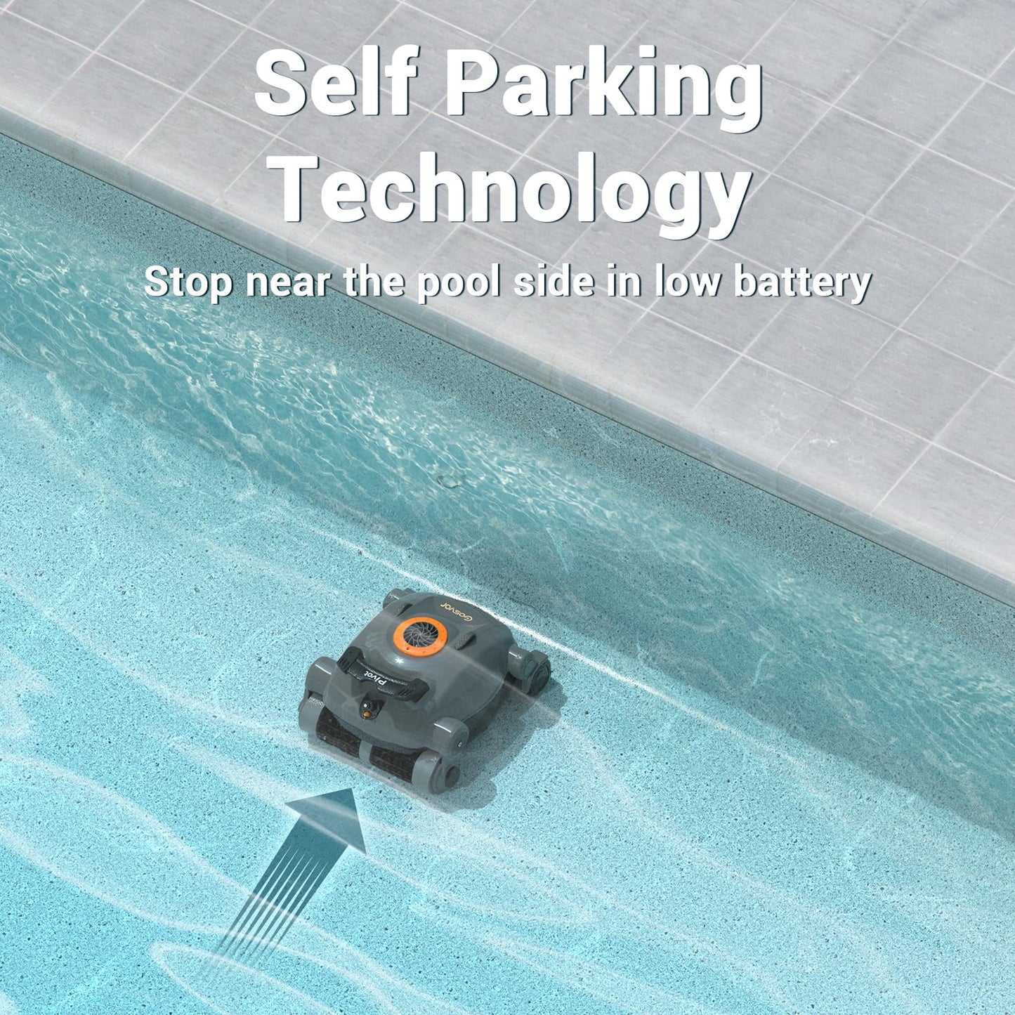 Gosvor Pivot Cordless Robotic Cleaner,Wall Climbing,Extended Battery Life,Self-Parking,Automatic Pool Vacuum for Inground Pools up to 1,100 Sq.ft,Gray