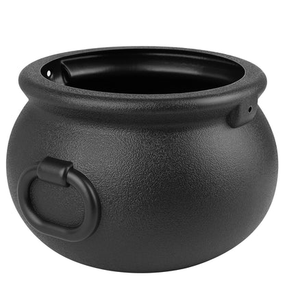 Glocamping 11" and 7.4” Package Large Easter Day, St. Patrick's Day, Halloween Black Plastic Witch Cauldron Kettle, Candy Holder, Party Favor Decoration