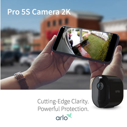 Arlo Pro 5S Spotlight Security Camera 2K HDR | Outdoor | Wireless | Dual-Band Wi-Fi Connects to The Strongest Network | 12X Zoom, 2-Way Audio, Color Night Vision, Live Stream Black (Black, 2 Cameras)
