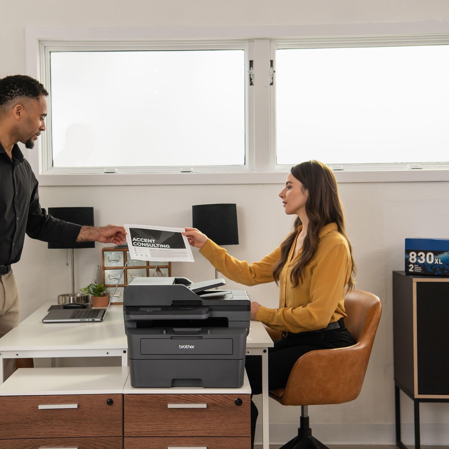 Brother MFC-L2820DW XL Wireless Compact Monochrome All-in-One Laser Printer with Copy, Scan and Fax, Duplex, Black & White | Up to 4,200 Pages of Toner Included(1), Amazon Dash Replenishment Ready