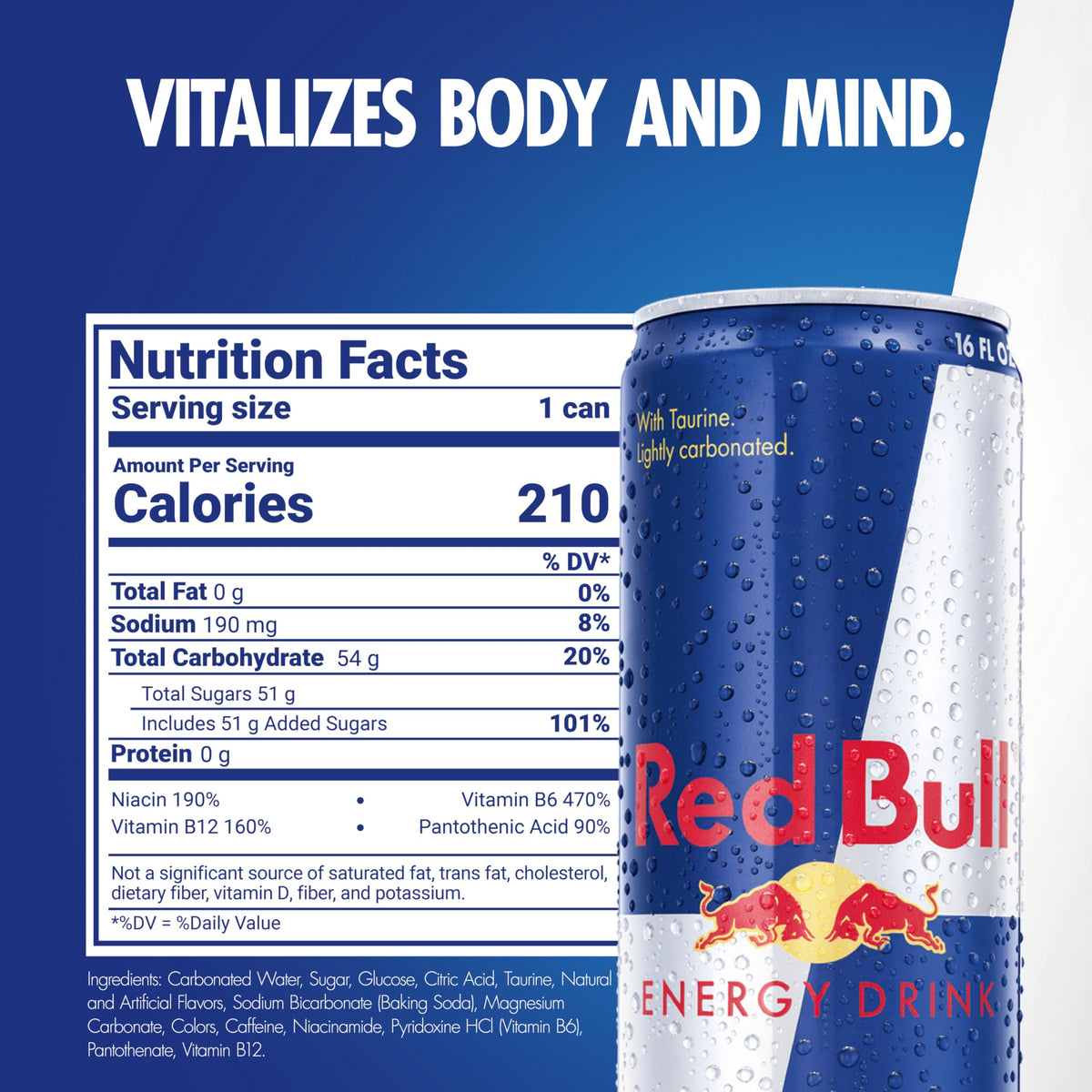Red Bull Energy Drink with 151mg Caffeine plus Taurine & B Vitamins, 16 Fl Oz, Pack of 12 Cans