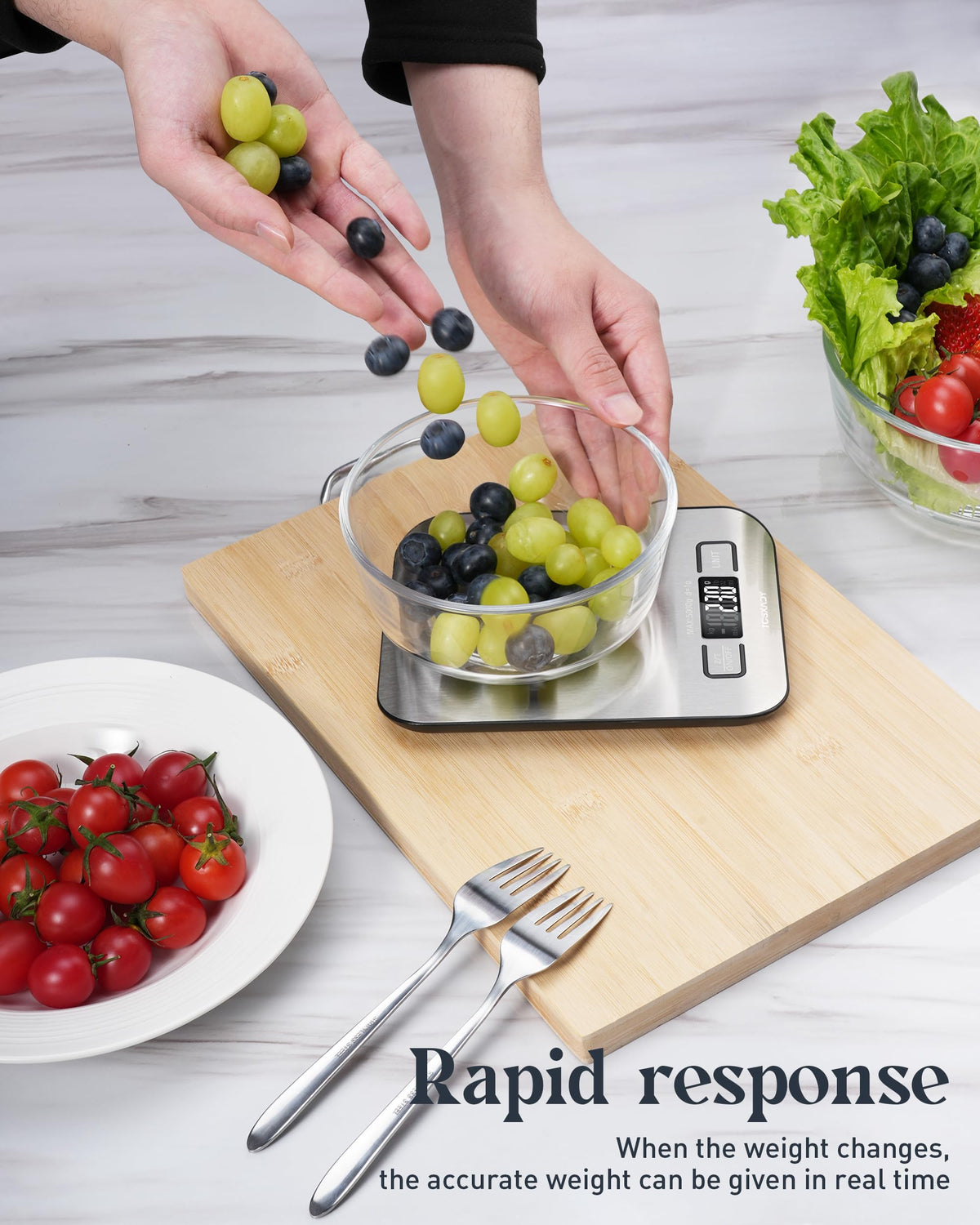 Tcsxady Food Scale, 11lb Digital Kitchen Scale with 6 Units LCD Display and Tare Function,Compact Design for Baking,Healthy Cooking,Meal Prep, 304 Stainless Steel