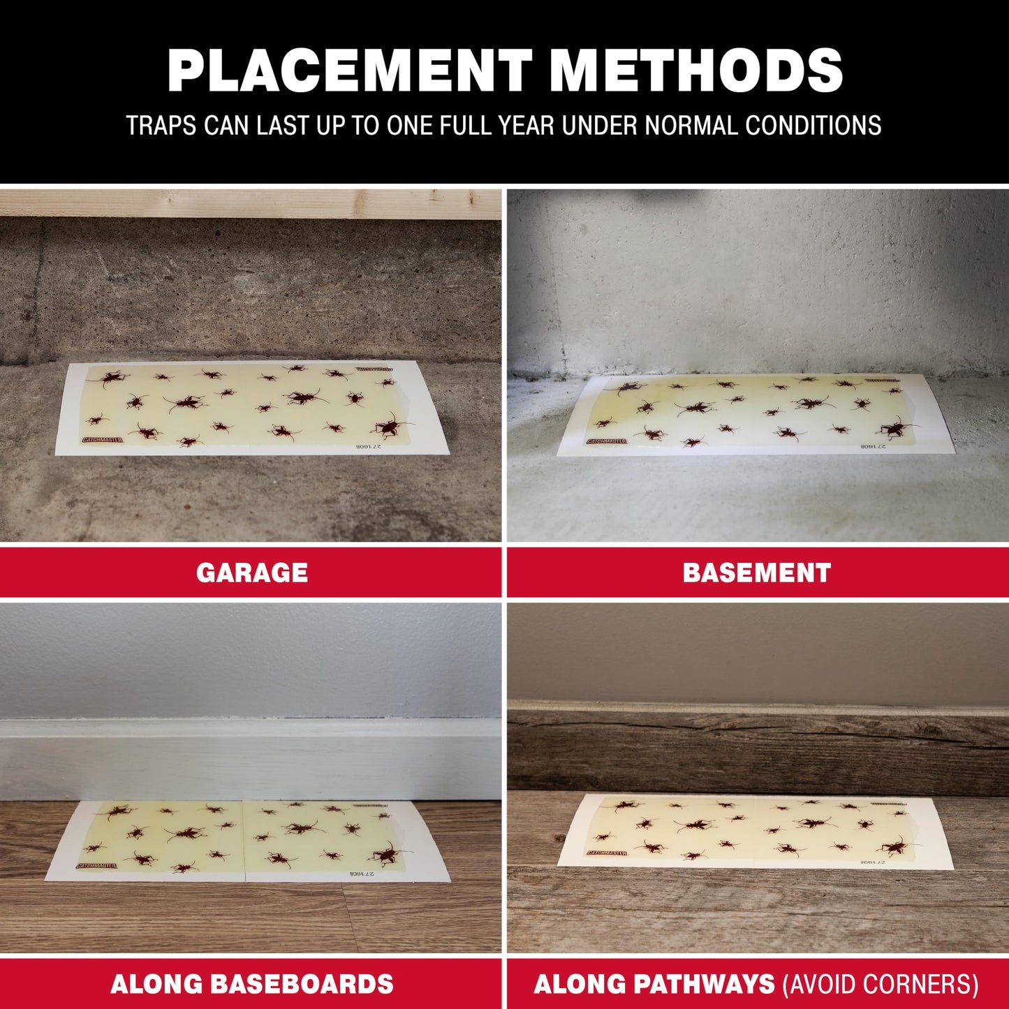 Catchmaster Cricket XL Giant Glue Boards 6-Pk, Adhesive Bug Catcher Cricket Traps Indoor, Sticky Trap for Inside Your Home, Bulk Insect Killer, Insect Traps for House & Garage, Pest Control for Home