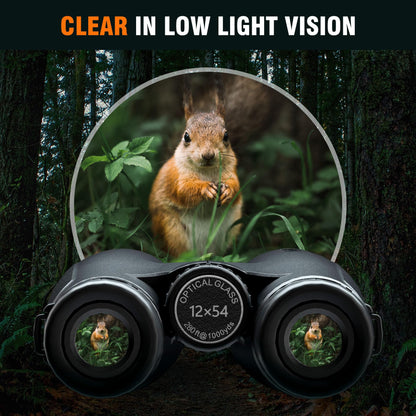12x54 HD Binoculars for Adults High Powered - Large View BAK4 Prism Binoculars with Clear Low Light Vision - Lightweight Waterproof Binocular for Bird Watching Cruise Travel Hiking Concert Stargazing