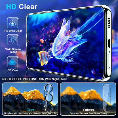 firtstnow 3 Pack Glass Screen Protector for Samsung Galaxy S25 Plus [6.7 inch] + 3 Pack Camera Lens Protector, 9H Tempered Glass, Fingerprint Unlock, HD Clear Case Friendly Anti-Scratch