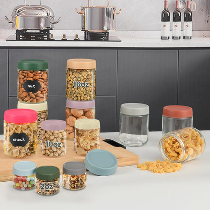 Lulonpon 8 Pieces 16 oz Overnight Oats Containers with Lids, Glass Storage Containers with Airtight Lids, Glass Overnight Oat Jars, Wide Mouth Snack Oats Jars, Jar for Salad Yogurt Spice