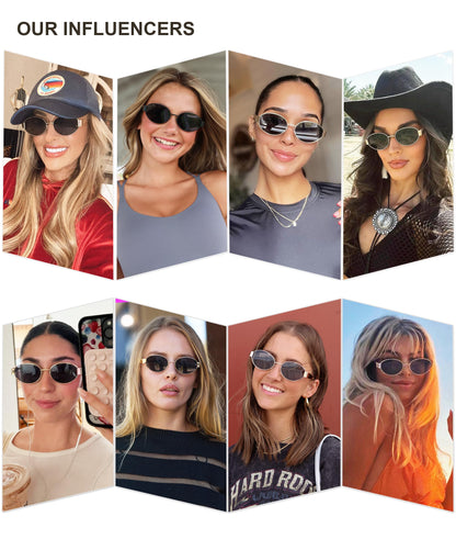 SOJOS Retro Oval Sunglasses for Women Trendy Classic Shades UV400 Protection, Gold/Grey