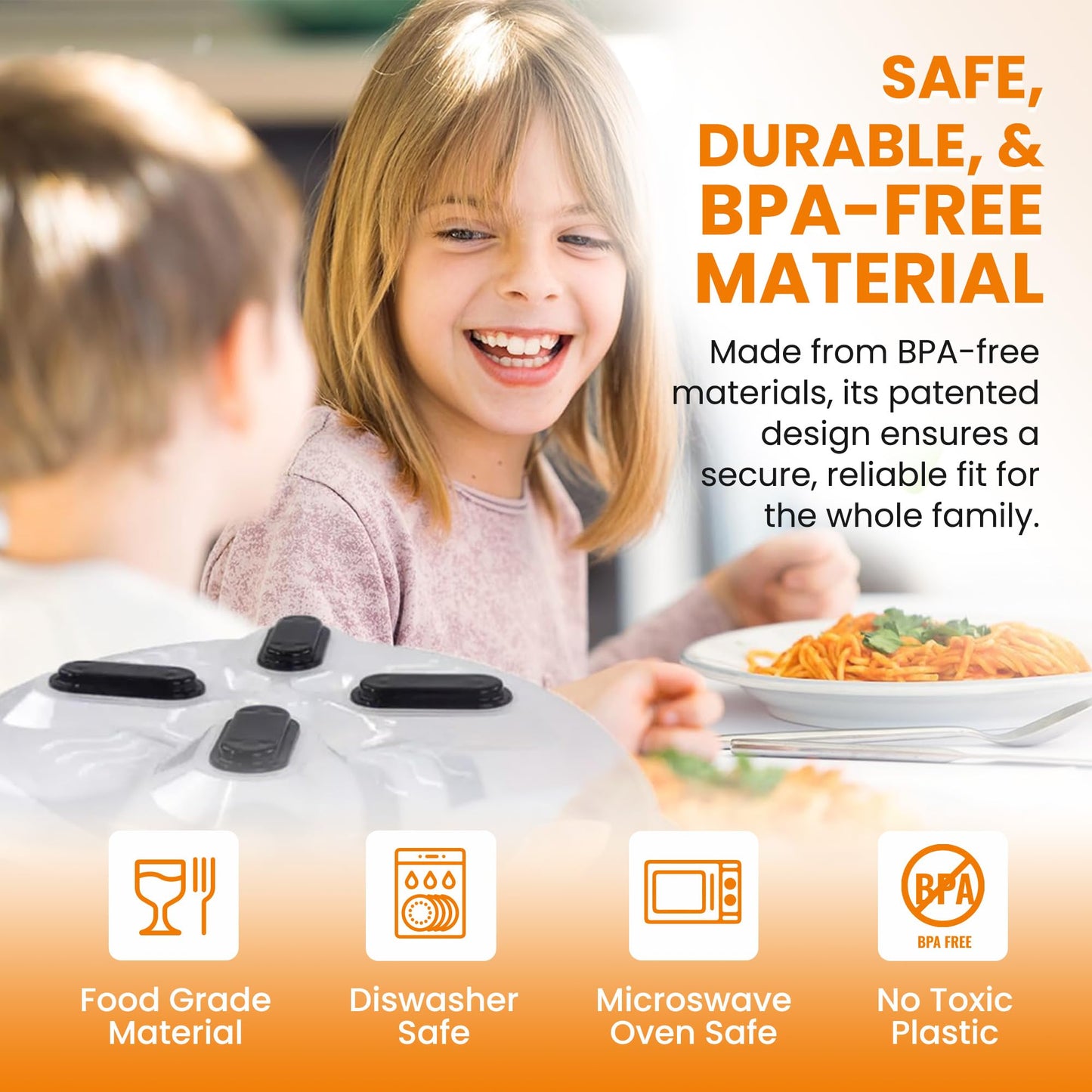 HOVER COVER Magnetic Splatter Cover, 12-Inch Clear BPA-Free Food Lid, Vented Plate Guard with Steam Vents, Anti-Splash Microwave Lid, Dishwasher Safe, Space-Saving Magnetic Storage - Onyx Black