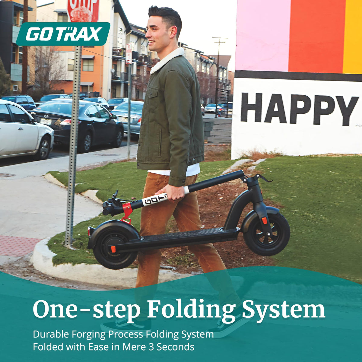 Gotrax G4 Electric Scooter, 10” Solid Tires, Max 25 Mile Range and 20Mph Power by 500W Motor, Double Anti-theft Lock, Bright Headlight and Taillight, 500W Foldable E Scooter for Adults