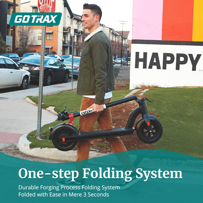 Gotrax G4 Electric Scooter, 10” Solid Tires, Max 25 Mile Range and 20Mph Power by 500W Motor, Double Anti-theft Lock, Bright Headlight and Taillight, 500W Foldable E Scooter for Adults