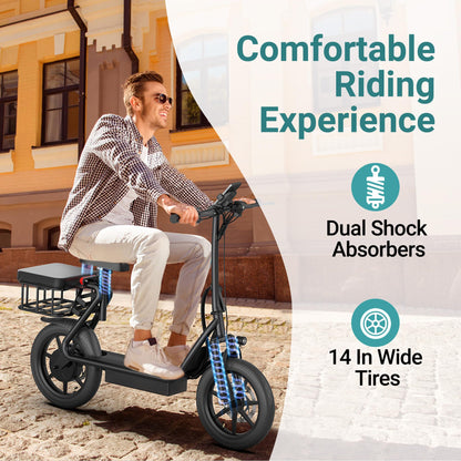 NAVIC T1PRO Electric Scooter,Electric Scooter with Seat,Max 49 Miles Ranges,Top Speed 22 mph,750W Peak Motor for Pets,Cargo with Back Basket