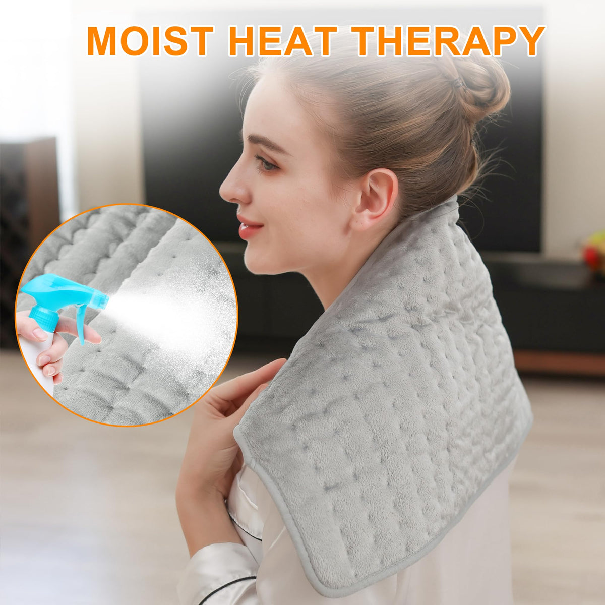 Heating Pad,Electric Heating Pads for Back,Neck,Abdomen,Mothers Day Gift,Moist Heating Pad for Shoulder,Knee,Arms and Legs,Dry/Moist Heat & Auto Shut Off,Birthday Gifts for Men(Light Gray, 24''×12'')