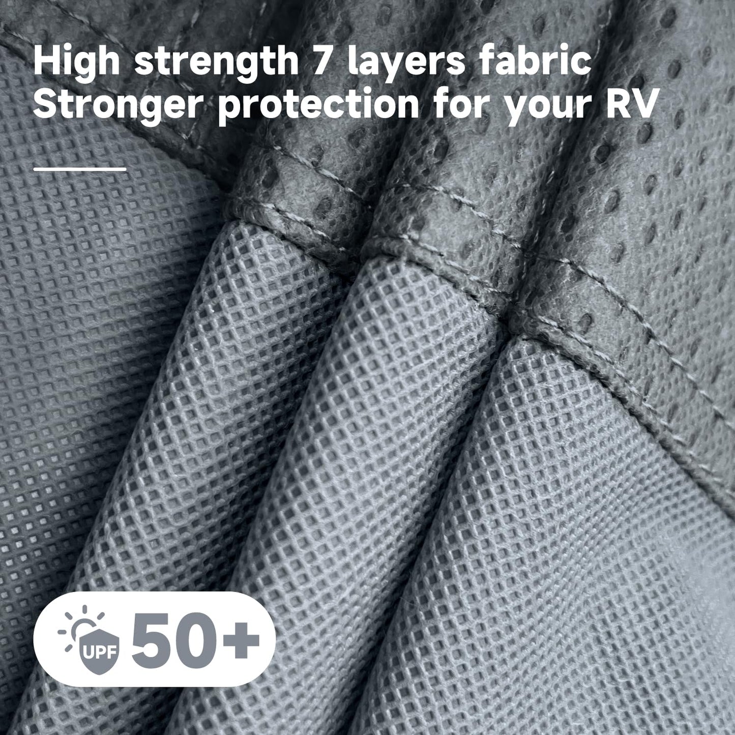 VINPATIO Class A RV Cover Extra Thick 7 Layers Top, Fits 34'-37' RV, Heavy Duty Windproof Waterproof Class A Motorhome Cover with 2 Extra Long Straps, Gutter Covers