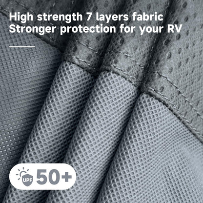 VINPATIO Class A RV Cover Extra Thick 7 Layers Top, Fits 34'-37' RV, Heavy Duty Windproof Waterproof Class A Motorhome Cover with 2 Extra Long Straps, Gutter Covers