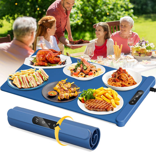 Food Warming Mat,Upgrade Fast Full-Surface Heating Mat, Electric Warming Tray with 6 Temperature and 6HoursTimer, Portable Rollable Food Warmer Perfect For Parties Buffet and Home Dinners